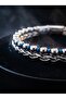 Men's Bracelet Steel Chain Blue Hematite Premium Gift Tag 01828