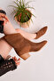 Women's Western Cowboy Heeled Suede Laser Cut Perforated Summer Boots - 4