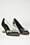 Black Satin Fabric Stone Women's Evening Dress Shoes M246013204 - 8