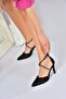 Black Satin Fabric Pointed Toe Women's Heeled Shoes M246066704 - 3