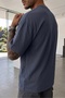 Men's Oversize Wide Cut 100% Cotton Thick Textured Basic Crew Neck Smoked T-Shirt - 3