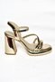 S569020234 Gold Mirror Thick Heeled Women's Evening Dress Shoes - 6