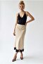 4889 Women's Lace Detailed Satin Midi Skirt Stone - 2