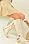 Beige Short Heeled Women's Boots E726203409 - 3