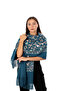 Petrol Blue Embroidered Winter Shawl
