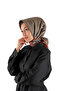 Khaki Cagla Pattern Twill Silk Scarf - 2