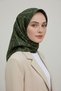 100% Twill Silk Geometric Patterned Khaki - Black Colored 90X90 Scarf Sewing Shape: Hand Sewing - 4