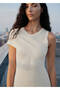 Rib Dress with Asymmetric Sleeves