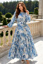 Patterned Hijab Dress Blue 546 - 4