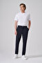 Men's Navy Blue Trendy Striped Slim Fit Trousers - 3