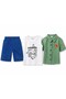 Boy's Holiday Suit 4-6 Years Old Short-Sleeved Shirt, Denim Shorts and Combed Cotton Printed Undershirt Stylish Combination - 2