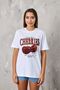 Cherries Written Cherry Design Printed White Women's Oversize T-Shirt - 3
