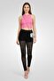 Women Pull On Lace Detail Leggings, Black - 2