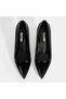 Women's Black Patent Leather Evening Dress Shoes with Metal Heel Detail - 7