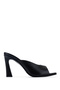 Women's Genuine Leather Black Heeled Slippers