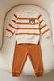 Striped Punch Teddy Bear Baby Set with Snap Fasteners on the Shoulder, 2-Piece Bottom and Top, Transitional Months, 3-6-9-12 Months - 4