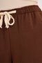 Women's 100% Cotton Baggy Fit Comfortable Cut Elastic Waist Muslin Fabric Brown Trousers with Pockets - 7
