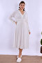 Cotton Comfortable Cut Maternity Nightgown with Breastfeeding Feature Effortt - Ecru - 2