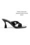 Black Patent Leather Classic 7cm Heel Women's Crossed Slippers Shoes New Season - 3