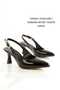 Black Patent Leather Pointed Toe Open Back Large Buckle 5cm Goblet Heel New Season - 2