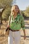 Women's Green Quarter Sleeve Loose Shirt Arm-25Y 001055