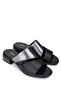 Women's Genuine Leather Black Heeled Slippers - 2