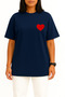 قصة فضفاضة تي شيرت Heart Pocket مطبوع للجنسين - 2