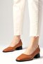 Mona Tan Color Blunt Toe Thick Sole Women's Short Heeled Shoes - 3