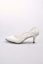 Violetta White Color Low Heeled Women's Shoes - 6