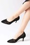 Liana Black Color Suede Women's Low Heeled Shoes - 5