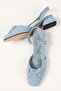 Bria Blue Color Denim Fabric Open Back Women's Short Heeled Jeans Shoes - 7