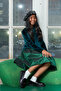 Green Velvet Taffeta Combo Dress - 7
