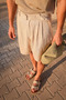 Nolio Beige Viscose Linen Men's Shorts - 3