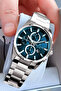 Groom's Watch Men's Wristwatch Waterproof Silver Petrol - Steel Band Dke2135C3 - 6