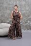 Women's Patterned Sleeveless Belted Jumpsuit 250587 - - 2