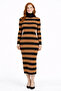 Striped Turtleneck Ribbed Knit Dress