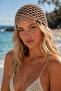 Mink-Pearl Embroidered Knitted Bohemian Hair Accessory Mesh Summer Beanie Hat & Bandana