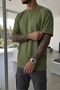 Men's 5-Pack Smoked+Burgundy+Khaki+Brown+Black Oversize Loose Fit Thick Texture 100% Cotton Crew Neck T-Shirt - 4