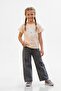 Girl's Set Includes Top and Bottom, Super Quality Cotton Fabric Top, Combed Cotton Fabric Bottom, Baggy Jeans with Elastic Waist.