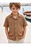 Square Textured Holiday Collar Shirt for 6-9 Years Old - Brown