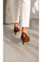 Women's Tan Pointed Toe Square Buckle Thin Heeled Classic Shoes Comfortable Fit Office and Daily Use - 4