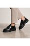 Charcoal Patent Leather Men's Shoes - Full Black Shiny Leather Comfortable Casual Sports Shoes Kb 702 - 7