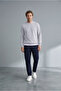 Crew Neck Regular Fit Embroidered Basic Thin Sweatshirt - 4