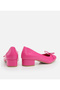 Genuine Leather Fuchsia Women's Thick Heel - 3