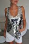 Asymmetrical Cut Silver Large Sequined Premium Blouse - 2