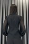 Asymmetrical Cut Stone Heart Buttoned Chiffon Blouse - Black Black - 8