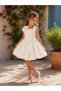 Girl's Balloon Skirted Square Neck Floral Detailed Princess Model Graduation and Special Occasion Evening Dress - 3