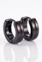 Black Colored Striped Steel Men's Earrings E428