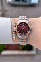 Dial with Burgundy Strap, Rose Gray Color, Same as in the Image, 28 mm Women's Wristwatch - 2