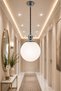 Lorenza Single ✨   Black ✨   Chrome Detailled ✨   White Glop Glass Single Pendant Chandelier ✨   Living Room Chandelier Kitchen Glass Chandelier ✨   Modern Chandelier Models Lighting Ceiling Lighting Living Room Chandelier Metal Body Living Room